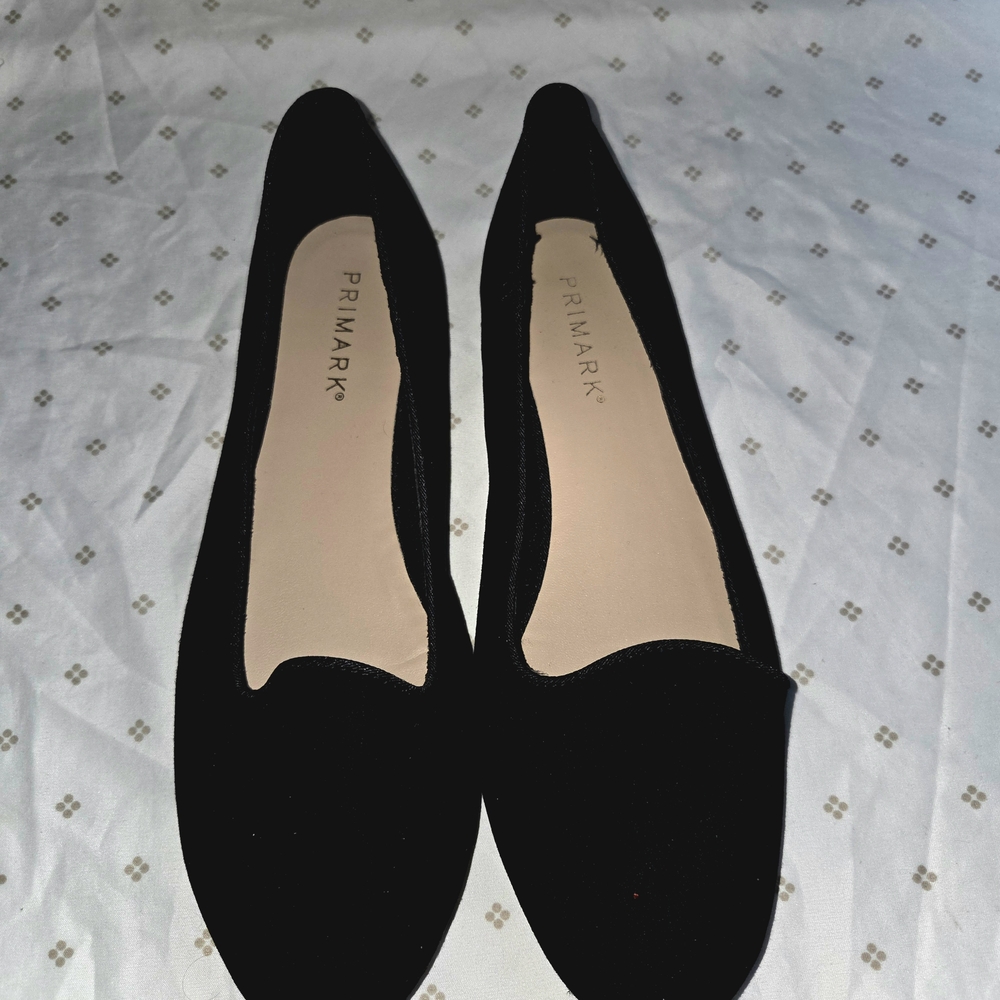 Primark Black Velvet Slip-On Ballet Loafers